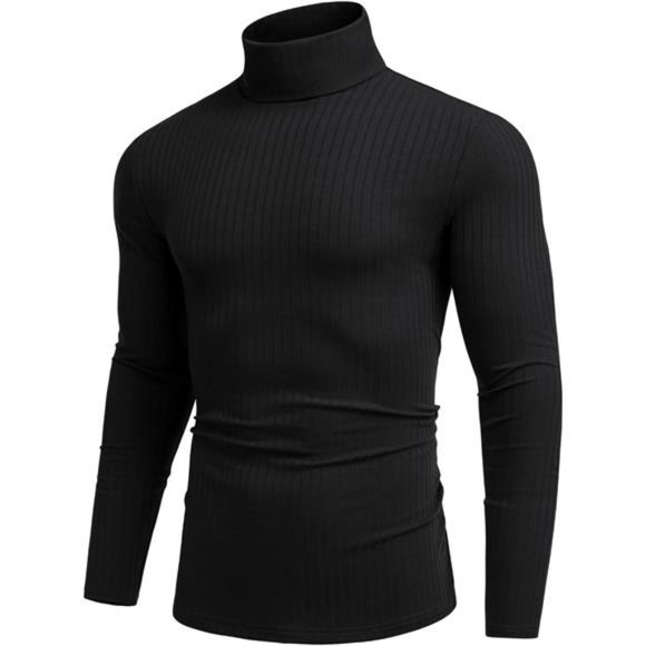 Other - Men's Turtleneck Long Sleeve T Shirts 01-black
